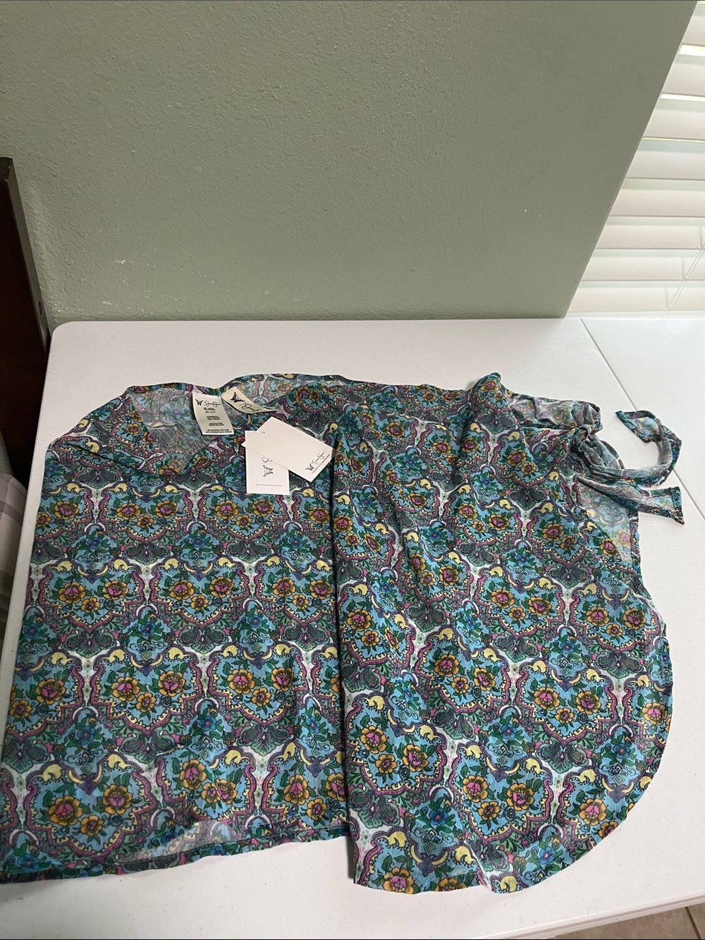 Jessica Simpson Multicolor Paisley Swim Cover-Up — Teal, Blue, Yellow